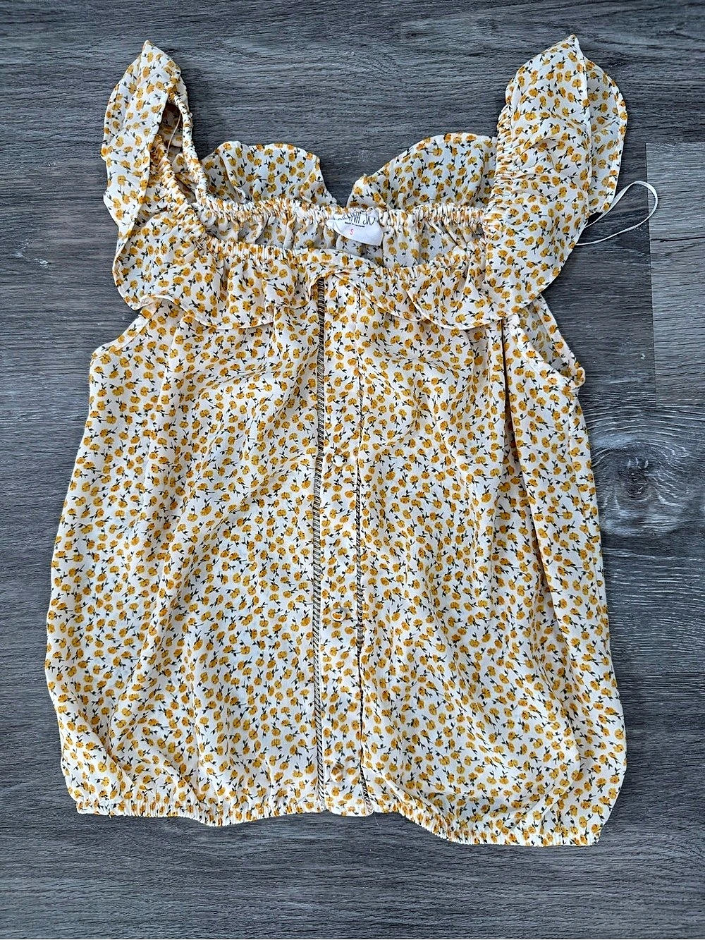 Floral Tank Top in White & Yellow Size Small Like New